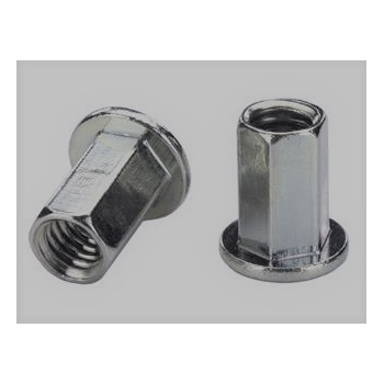CF-AES25H145ZNR AES25H145ZNR, Rivetnut Insert, 1/4-20 UNC-3B (.085-.145 Grip) Full-Hex Body, Large Flange Head, St